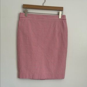 J. Crew No. 2 Pencil Pink Gingham Pencil Skirt